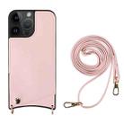 For iPhone 13 Pro Fish Tail Card Slot PU + TPU Phone Case with Long Lanyard(Pink) - 1