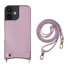 For iPhone 12 / 12 Pro Fish Tail Card Slot PU + TPU Phone Case with Long Lanyard(Purple) - 1