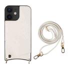 For iPhone 12 / 12 Pro Fish Tail Card Slot PU + TPU Phone Case with Long Lanyard(White) - 1