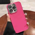 For iPhone 14 Pro Electroplated Lens Frame Phone Case with Lens Film(Rose Red) - 1