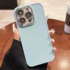 For iPhone 14 Pro Max Electroplated Lens Frame Phone Case with Lens Film(Light Blue) - 1