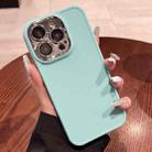 For iPhone 14 Pro Max Electroplated Lens Frame Phone Case with Lens Film(Mint Green) - 1