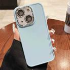 For iPhone 13 Electroplated Lens Frame Phone Case with Lens Film(Light Blue) - 1