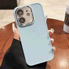 For iPhone 12 Electroplated Lens Frame Phone Case with Lens Film(Light Blue) - 1