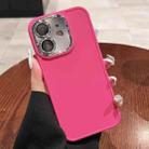 For iPhone 12 Electroplated Lens Frame Phone Case with Lens Film(Rose Red) - 1