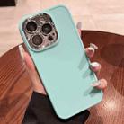 For iPhone 12 Pro Max Electroplated Lens Frame Phone Case with Lens Film(Mint Green) - 1