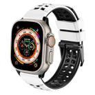 For Apple Watch Ultra 49mm Twill Dual-row Buckle Silicone Watch Band(White Black) - 1