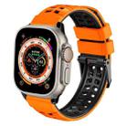 For Apple Watch Ultra 49mm Twill Dual-row Buckle Silicone Watch Band(Orange Black) - 1