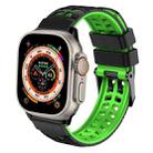 For Apple Watch Ultra 49mm Twill Dual-row Buckle Silicone Watch Band(Black Green) - 1