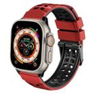 For Apple Watch Ultra 49mm Twill Dual-row Buckle Silicone Watch Band(Black Red) - 1