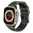 For Apple Watch Ultra 49mm Twill Dual-row Buckle Silicone Watch Band(Army Green Black) - 1