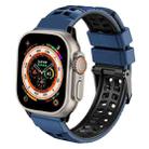 For Apple Watch Ultra 49mm Twill Dual-row Buckle Silicone Watch Band(Midnight Blue Black) - 1