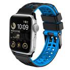 For Apple Watch 8 45mm Twill Dual-row Buckle Silicone Watch Band(Black Blue) - 1