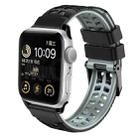 For Apple Watch SE 2022 44mm Twill Dual-row Buckle Silicone Watch Band(Black Grey) - 1
