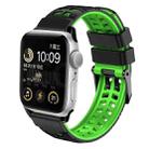 For Apple Watch SE 2022 44mm Twill Dual-row Buckle Silicone Watch Band(Black Green) - 1