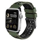 For Apple Watch 42mm Twill Dual-row Buckle Silicone Watch Band(Army Green Black) - 1