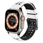 For Apple Watch Ultra 2 49mm Twill Dual-row Buckle Silicone Watch Band(White Black) - 1