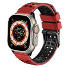 For Apple Watch Ultra 2 49mm Twill Dual-row Buckle Silicone Watch Band(Red Black) - 1