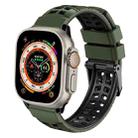 For Apple Watch Ultra 2 49mm Twill Dual-row Buckle Silicone Watch Band(Army Green Black) - 1
