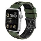 For Apple Watch Series 9 41mm Twill Dual-row Buckle Silicone Watch Band(Army Green Black) - 1