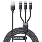 JOYROOM A18 3.5A USB to 8 Pin+USB-C/Type-C+Micro USB 3 in 1 Data Cable, Length:0.3m(Black) - 1