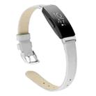 For Fitbit Inspire / Inspire HR Leather  Watch Band with Metal Connector, Size:S(White) - 1