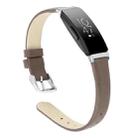 For Fitbit Inspire / Inspire HR Leather  Watch Band with Metal Connector, Size:L(Grey) - 1