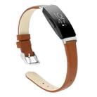 For Fitbit Inspire / Inspire HR Leather  Watch Band with Metal Connector, Size:L(Brown) - 1