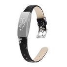 For Fitbit Inspire / Inspire HR Cowhide Leather C Type  Watch Band, Size:S(Black Grey Flower) - 1