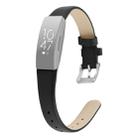 For Fitbit Inspire / Inspire HR Cowhide Leather C Type  Watch Band, Size:S(Black) - 1
