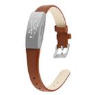 For Fitbit Inspire / Inspire HR Cowhide Leather C Type  Watch Band, Size:L(Brown) - 1