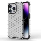 For iPhone 15 Pro Max Honeycomb Shockproof Phone Case(White) - 1