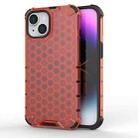 For iPhone 15 Honeycomb Shockproof Phone Case(Red) - 1