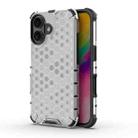 For iPhone 16 Honeycomb Shockproof Phone Case(White) - 1