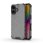 For iPhone 16 Honeycomb Shockproof Phone Case(Black) - 1