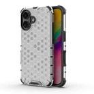 For iPhone 16 Plus Honeycomb Shockproof Phone Case(White) - 1