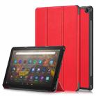 For Amazon Fire  HD 10 2023  Custer Pure Color 3-Fold Holder Smart Leather Tablet Case(Red) - 1