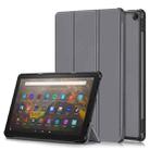For Amazon Fire  HD 10 2023  Custer Pure Color 3-Fold Holder Smart Leather Tablet Case(Grey) - 1