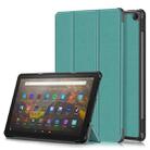 For Amazon Fire  HD 10 2023  Custer Pure Color 3-Fold Holder Smart Leather Tablet Case(Dark Green) - 1