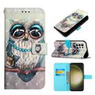 For Samsung Galaxy S24 Ultra 5G 3D Painting Horizontal Flip Leather Phone Case(Grey Owl) - 1