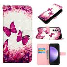 For Samsung Galaxy S24+ 5G 3D Painting Horizontal Flip Leather Phone Case(Rose Butterfly) - 1