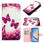 For Samsung Galaxy A35 5G 3D Painting Horizontal Flip Leather Phone Case(Rose Butterfly) - 1