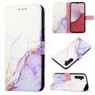 For Samsung Galaxy A25 5G PT003 Marble Pattern Flip Leather Phone Case(White Purple LS006) - 1