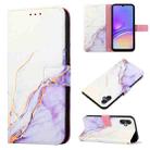 For Samsung Galaxy A05 PT003 Marble Pattern Flip Leather Phone Case(White Purple LS006) - 1