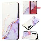For Samsung Galaxy A05s PT003 Marble Pattern Flip Leather Phone Case(White Purple LS006) - 1