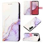 For Samsung Galaxy A24 4G PT003 Marble Pattern Flip Leather Phone Case(White Purple LS006) - 1