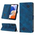 For Samsung Galaxy A05s Skin-feel Embossed Leather Phone Case(Blue) - 1