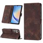 For Samsung Galaxy A35 5G Skin-feel Embossed Leather Phone Case(Brown) - 1