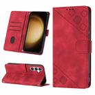 For Samsung Galaxy S24 5G Skin-feel Embossed Leather Phone Case(Red) - 1