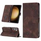 For Samsung Galaxy S24 5G Skin-feel Embossed Leather Phone Case(Brown) - 1